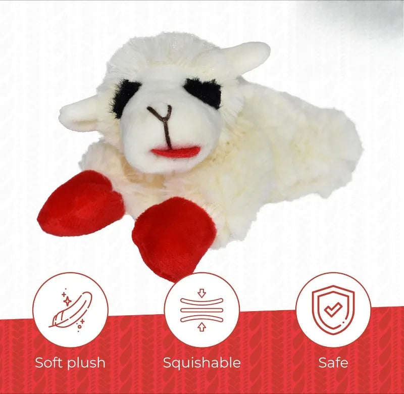 6" Lamb Chop Squeaky Dog Toy, Extra Soft Plush Chew Toy for Puppies, Cute Cream Colored Pet Toy