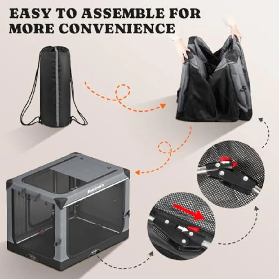 Collapsible Dog Crate 38 Inch Foldable Soft Sided for Large Dogs Portable Travel Kennel with Soft Mat Indoor Outdoor Use Grey 3