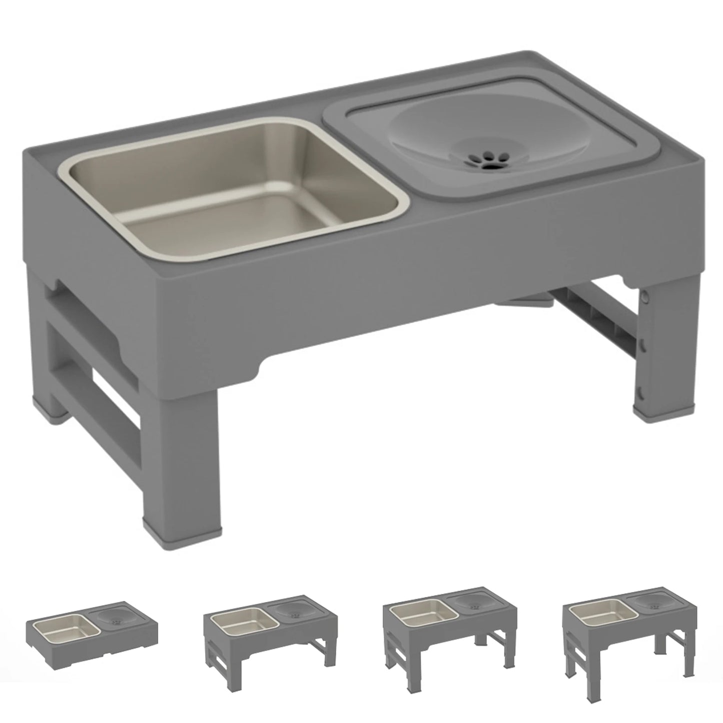 3 In 1 Pet Dog Stainless Steel Slow Feed Drinking Water Bowls Anti Knock Adjustable Height Cat Dog Bowl Large Pet Slow Food