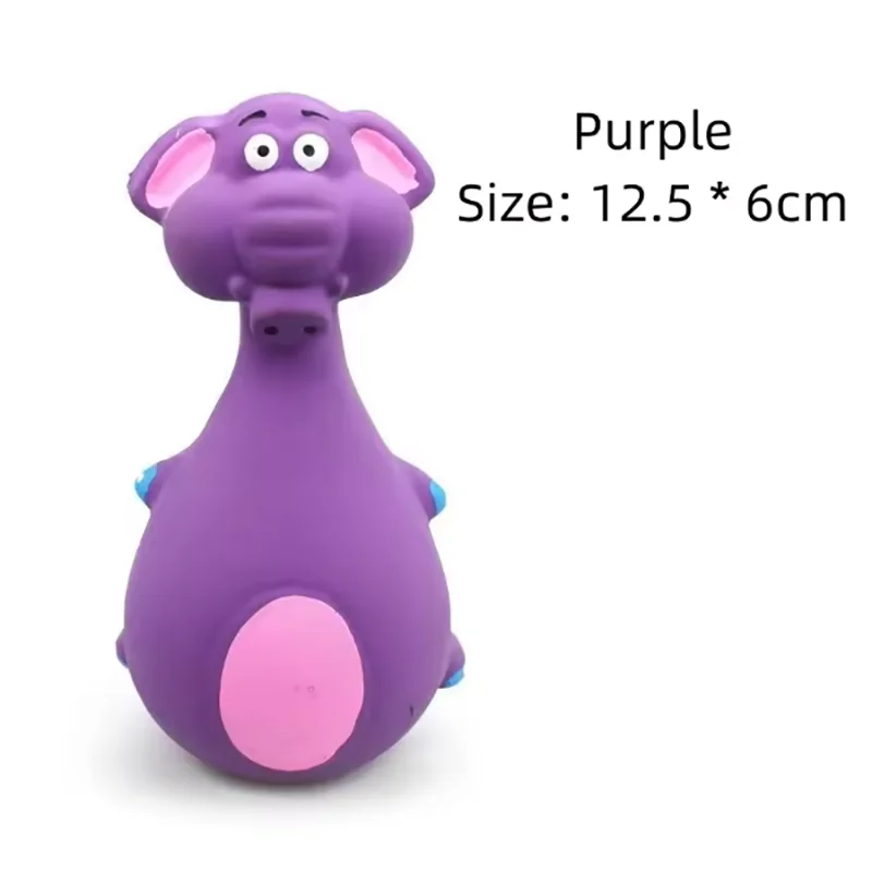 1 Piece Fat Bellied Cartoon Fun Bite Resistant Latex Sound Dog Toy Purple Elephant White Cow Brown Optional