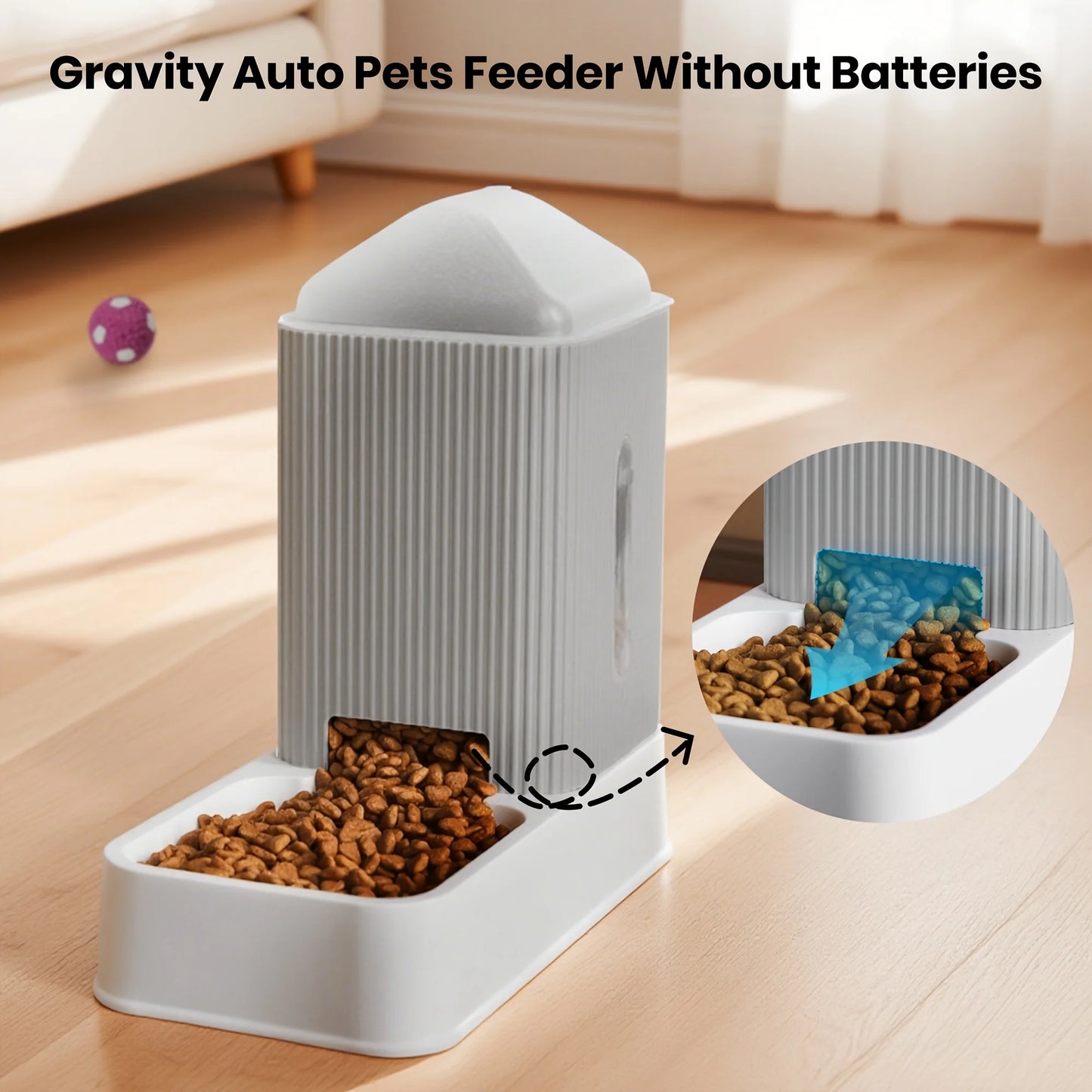 3.5L Automatic Dog/Cat Feeder And Water Dispenser Combo, All-in-One Gravity Pet Food Dispenser With Removable Stainless Steel Bo