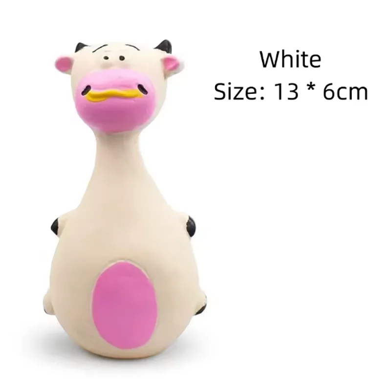1 Piece Fat Bellied Cartoon Fun Bite Resistant Latex Sound Dog Toy Purple Elephant White Cow Brown Optional