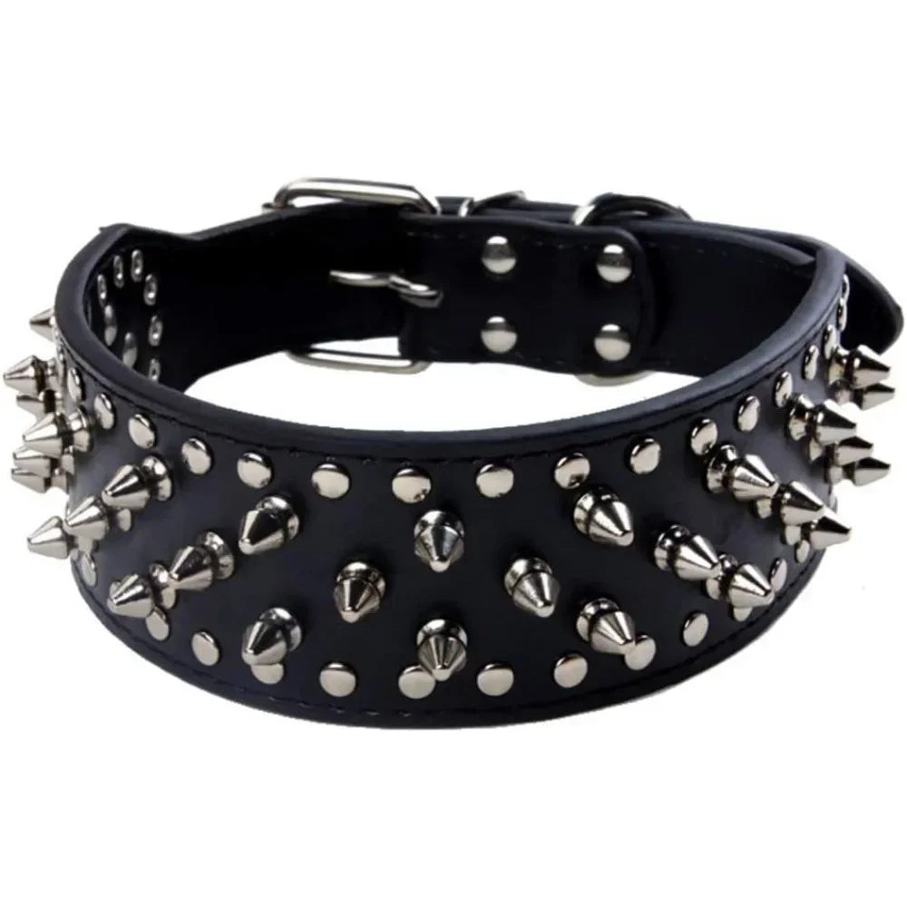 3pcs Set Dogs Kingdom Spiked Studded Dog Harness Collar Chain Walking Training Adjustable Leather Dog Pet Collar Harness Leash
