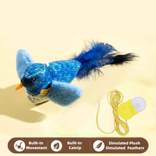 Pet Cat Toys for Indoor Cats Interactive Kitten Toy Realistic Bird Sound Containing Plush and Catnip Materials