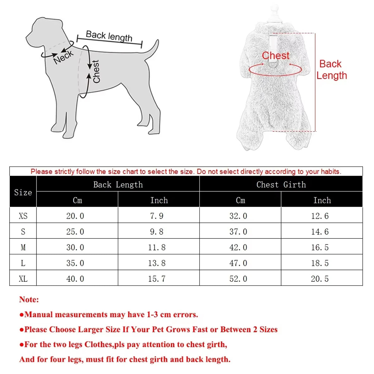 Winter Warm Pet Clothes Soft Flannel Dog Jumpsuit Puppy Cats Four Legs Jacket Coat for Small Medium Dogs Chihuahua Yorkie Outfit